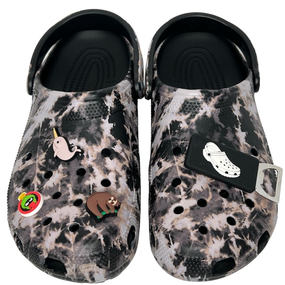 Crocs Classic Bleach Dye Slip On With Jibits Mules Clogs Size 10 (M) / 12 (W) - Picture 11 of 13